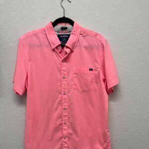 Chubbies Men's Regular Fit Short Sleeve Button-Up Shirt Pink‎ Size Small